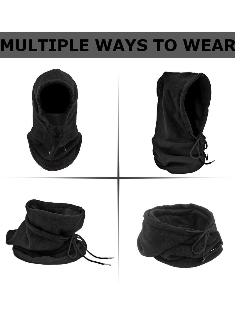 Windproof Skimask, 2 Pcs Balaclava, Mask Hood Hat, Black Thermal Fleece Face Masks, Hat Snood, Neck Warmer, Ski Face Scarf Snood Thermal for Men Women, One Size, for Moto Ski Cycling - Image 4